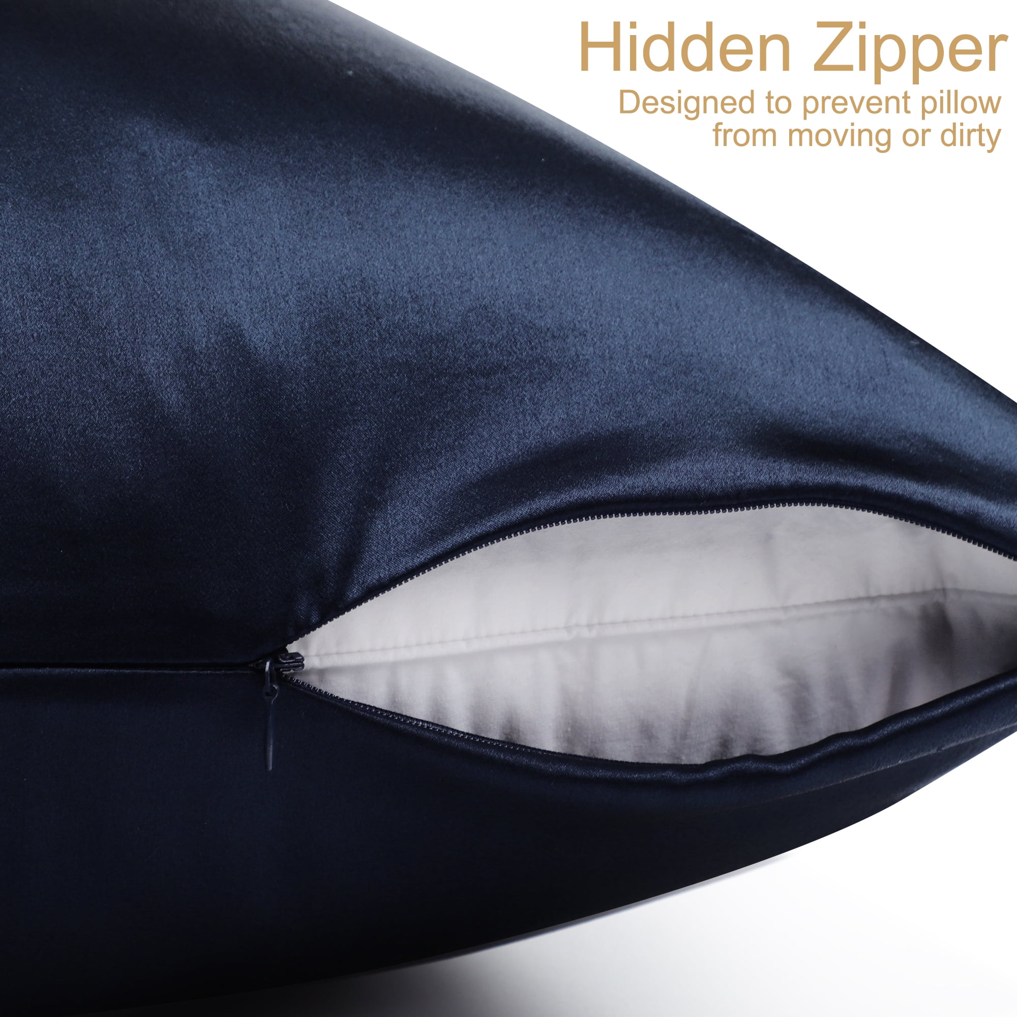 PiccoCasa Pure Silk Pillowcase with Zipper, Standard(20"x26"), Royal Blue, 1 Piece