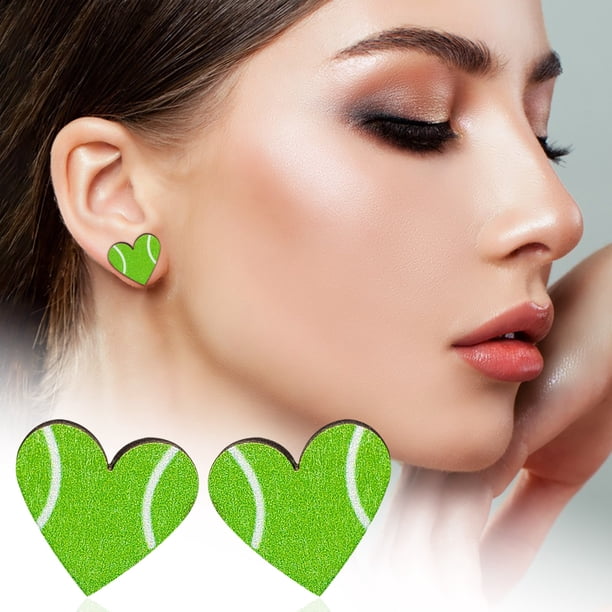 Fiudx Pendientes Deportivos de Béisbol, Fútbol, Voleibol y Baloncesto. Pendientes de Madera. Accesorios Deportivos de Moda.