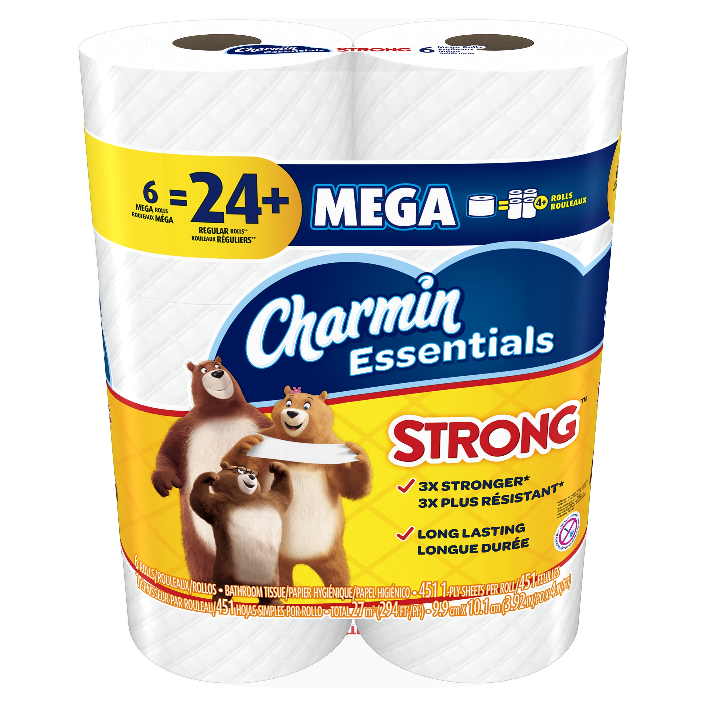 Charmin Essentials Strong Toilet Paper, 6 Mega Rolls by Procter & Gamble