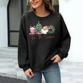 thumbnail image 3 of Womens Waffle Sweatshirts Christmas Loose Crewneck Long Sleeve Shirts Merry Christmas Printed Sweaters Casual Fashion Xmas Holiday Party Pullover Tops, 3 of 6