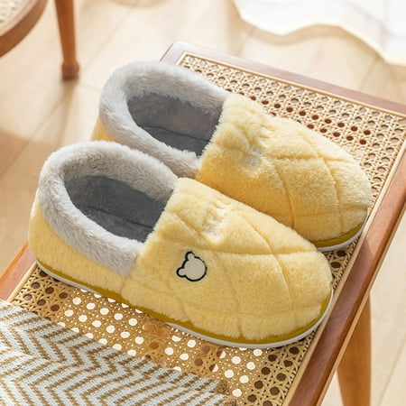 

Daznico Warm Slippers Winter Couples Ladies Warm Home Baotou Plush Soft Bottom Comfortable Solid Color Thick Bottom Cotton Slippers 6.5