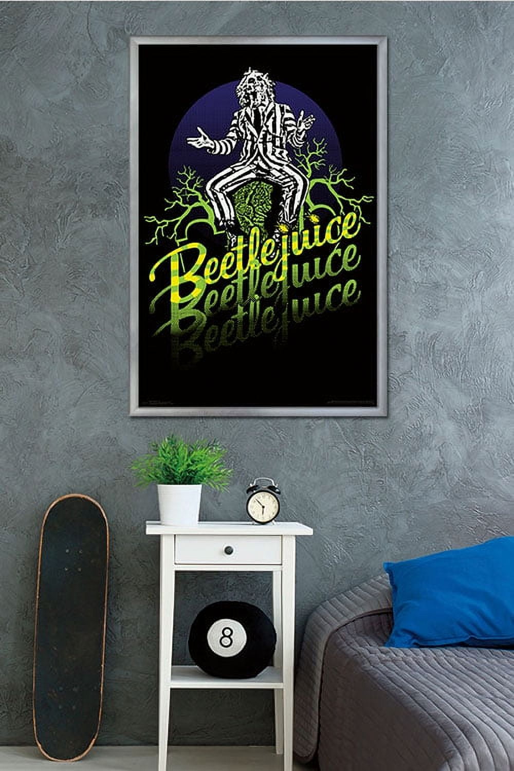 Beetlejuice - Yellow and Green Neon Wall Poster, 22.375" x 34", Framed