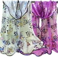 thumbnail image 2 of Women Fashion Floral Print Tulle Scarf Long Soft Sheer Hemming Wrap Shawl Stole, 2 of 8