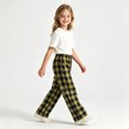 thumbnail image 5 of Girls Plaid Pants with Pockets Casual Fall Fashion Baggy Elastic Waist Drawstring Kids Wide Leg Pants Yellow 12, 5 of 5