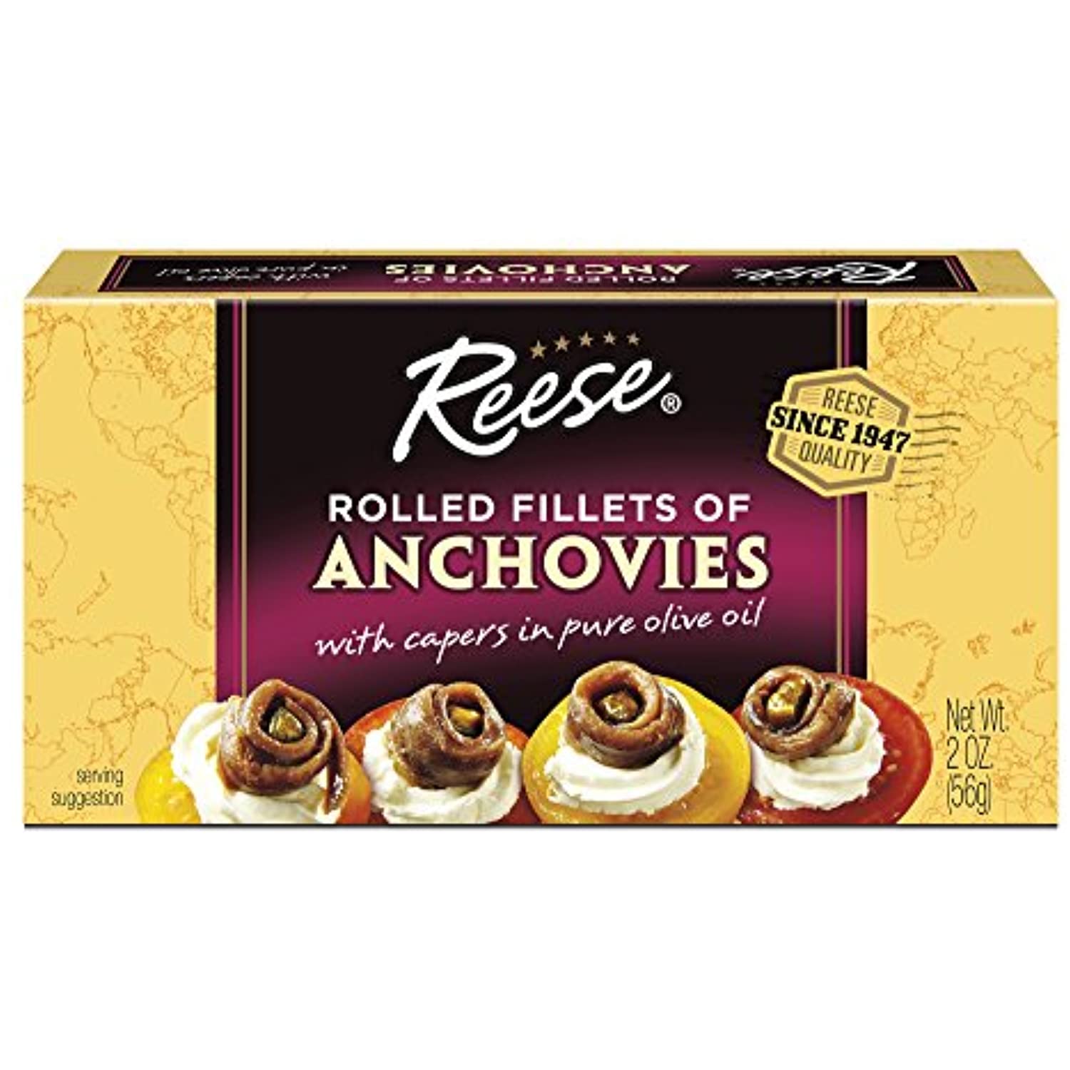 Reese Rolled Anchovies, 2 Ounce Tins (Pack Of 10)