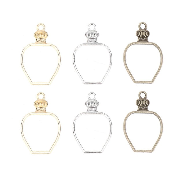 30pcs DIY Pendant Frame Hollow Drift Bottle Pendant Frame DIY Alloy Pendant Frame