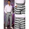 thumbnail image 5 of Unique Bargains Men's Argyle Pattern Pants Regular Fit Flat Front Party Prom Trousers 38 Black White, 5 of 6