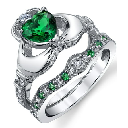 Sterling Silver 925 Heart Shape Claddagh Engagement Ring Wedding Bridal ...