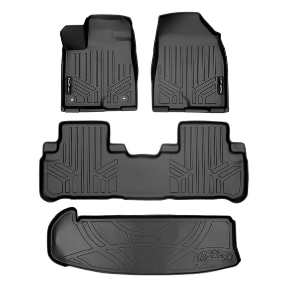 SMARTLINER Custom Fit Floor Mats 2 Rows and Cargo Liner Behind 3rd Row Set Black Compatible With 2014-2019 Toyota Highlander