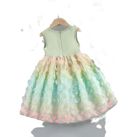 

Party Floral Round Neck A Line Sleeveless Green Toddler Girls Dresses (Girl s)