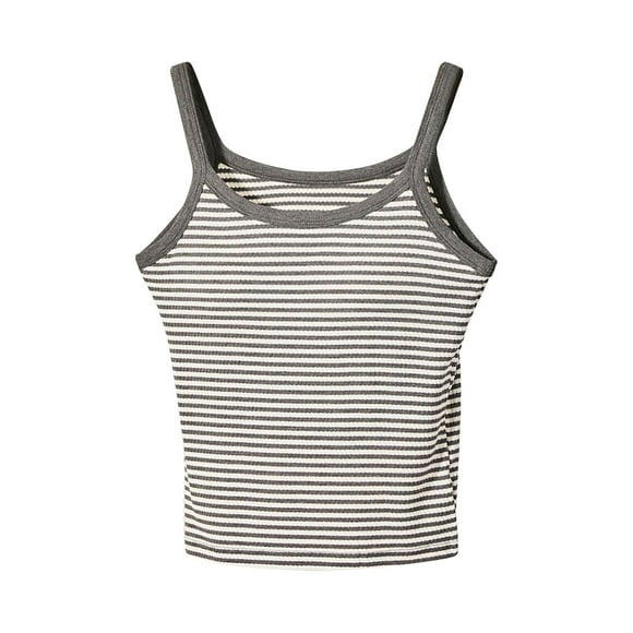 Women's Tank Top, Round Neck Sleeveless Striped Shirt, Lightweight Casual Pullover T-Shirt for Summer