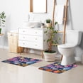 thumbnail image 5 of Toilet Rug U-Shaped Bathroom Rugs Non-Slip Soft Plush Machine Washable Contour Bath Mat Tropical Coral and Fish 24x20, 5 of 9