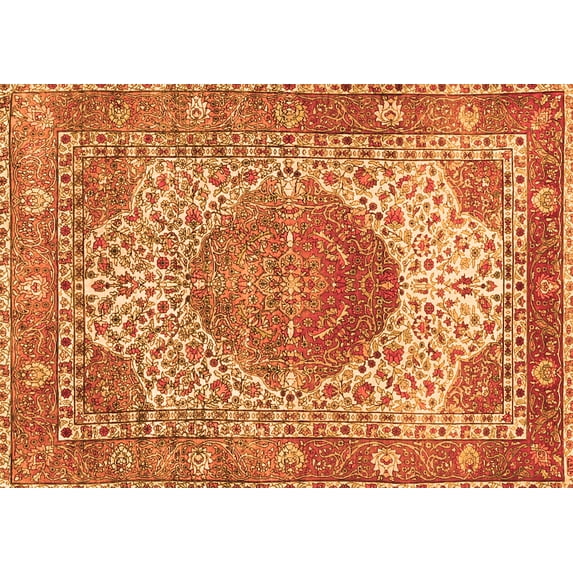Ahgly Company Indoor Rectangle Medallion Orange Traditional Area Rugs, 5' x 8'