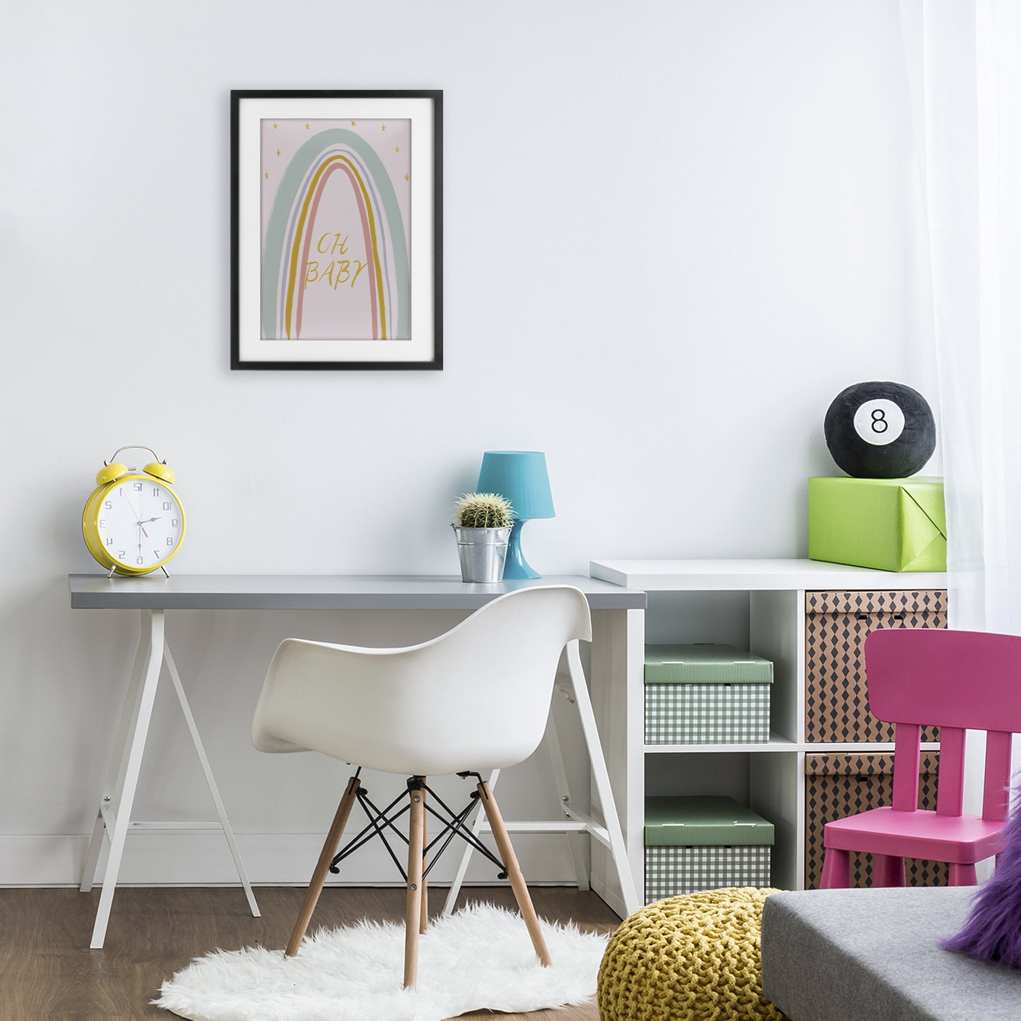 Stupell Industries Oh Baby Rainbow Black Framed Print Under Glass, design by Lucille Price