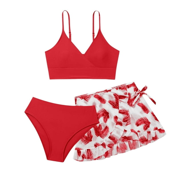 RXMEKW Girls Bikini Swimsuit for Kids with Ruffle Skirt and Halter Top, 2-Piece Princess Hot Spring and Pool Set in Purple