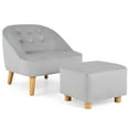 thumbnail image 1 of Costway Kids Sofa Chair w/ Ottoman Toddler Single Sofa Velvet Upholstered Couch Grey, 1 of 10