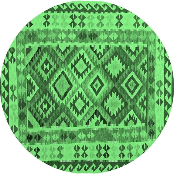 Ahgly Company Indoor Round Southwestern Emerald Green Country Area Rugs, 8' Round