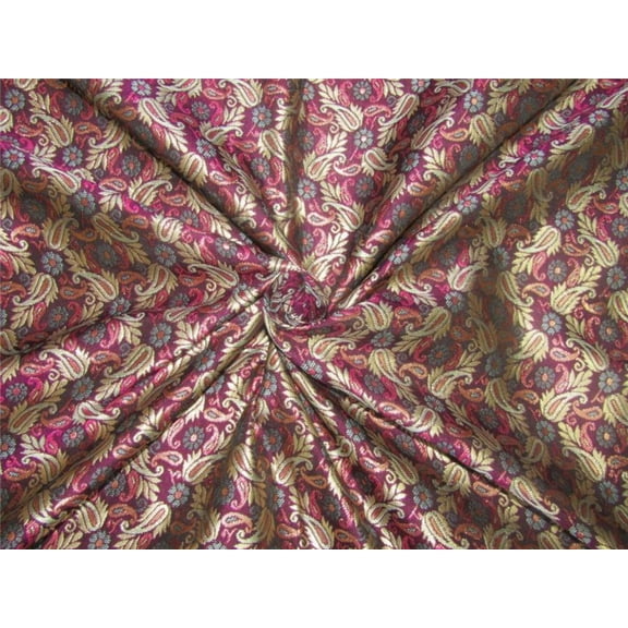 Brocade fabric Aubergine x metallic Gold Color 44quot;BRO596[4]