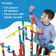مجموعة بناء MindWare Marble Run، كبيرة مكونة من 215 قطعة و40 كرة رخامية، ومسارات ألعاب البناء الهندسية للعلوم والتكنولوجيا والهندسة والرياضيات