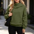 thumbnail image 6 of MaFYtyTPR Women's Cowl Neck Hoodie with Face Cover Casual Pullover Hooded Sweatshirt with Pocket Fall Winter Outdoor Warm Tops 01-Army Green L, 6 of 6