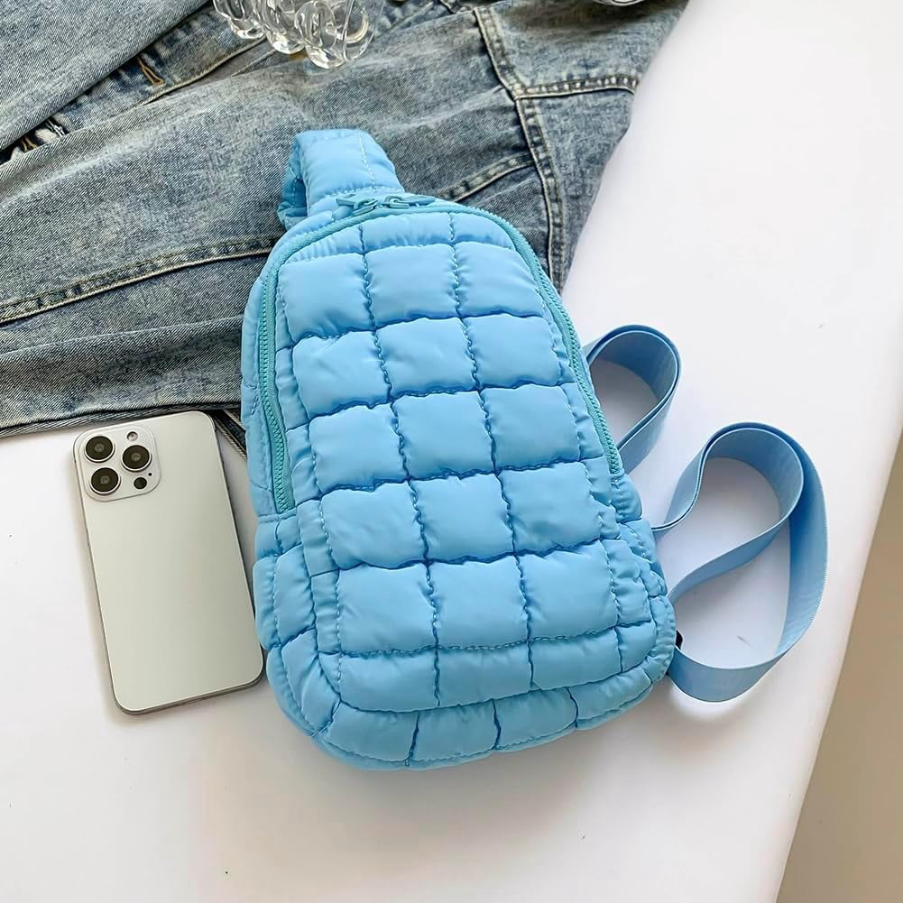 HMSHA Sling Bag Puffy Crossbody Purse for Women Fanny Pack Chest Bag Puffy Waist Bag