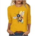 thumbnail image 2 of Xuyuer Women's Bee Print Loose Casual Round Neck 3/4 Sleeve T-Shirt Top - Relaxed Graphic Tee with Nature Motif for Everyday Wear, 2 of 5
