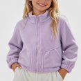 thumbnail image 3 of HAOTAGS Girls Fleece Jacket (3-14) Casual Stand Up Collar Zip Up Long Sleeve Warm Outerwear Purple Size 11, 3 of 6