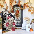 thumbnail image 4 of Welcome Halloween Skull Rose Garden Flag Crow Eat Eyeballs Horrible Halloween 12.5x18 Double Sided Outside Decoration Gothic Day of the Dead Party Yard Outdoor Flags Lawn, 4 of 6