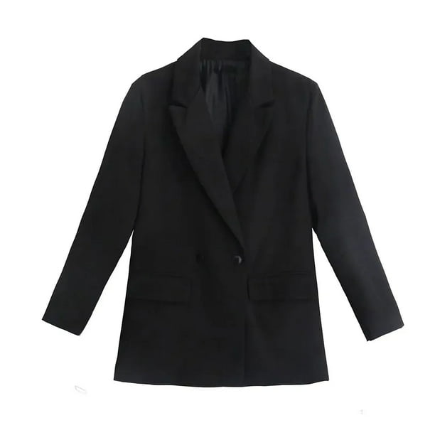 TRAF-chaqueta holgada de doble botonadura para mujer, abrigo Vintage de manga larga con bolsillos, prendas de vestir exteriores elegantes