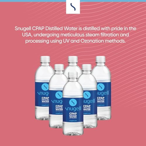 Distilled Water for CPAP Machines by Snugell (6-Pack, 16.9 oz) – Up to 15 Days Supply – Compact, Travel-Friendly, Clean and Multi-Use