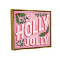 thumbnail image 3 of Stupell Industries Bold Pink Holly Jolly Phrase Graphic Art Metallic Gold Floating Framed Canvas Print Wall Art, Design by The Saturday Evening Post, 3 of 8