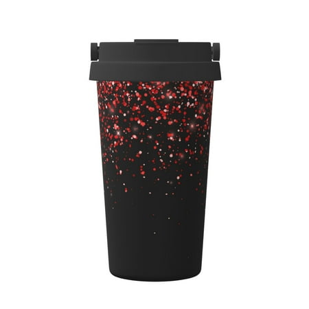 

Susaid Red Glitter1 Print Coffee Travel Mug Insulated Coffee Mug with Lid Leakproof Coffee Thermos Coffee Tumbler for Hot&Cold Drinks