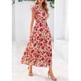 thumbnail image 4 of Vestido midi PRETTYGARDEN 2025 con estampado floral con cuello en V y volantes para mujer, 4 of 9