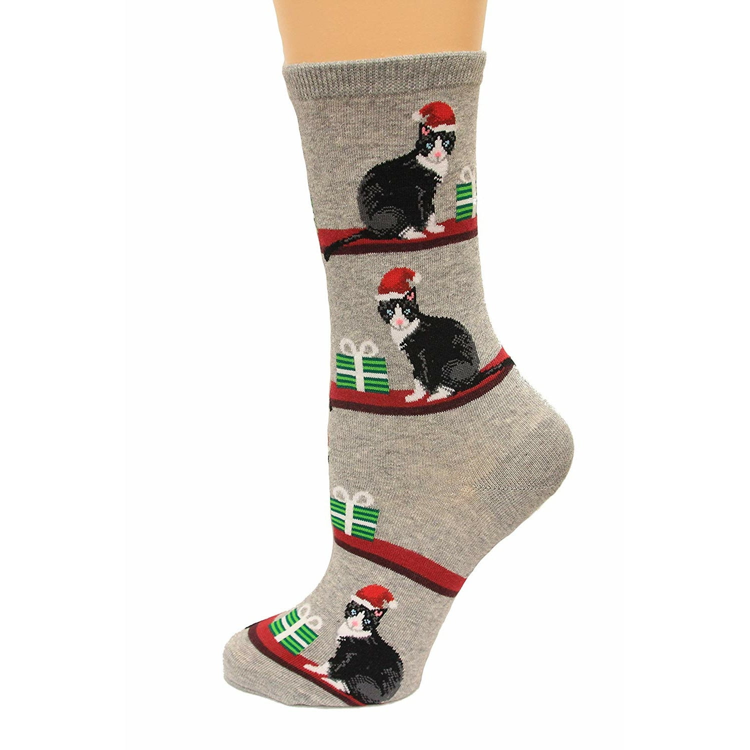 Christmas Cats Grey Crew Socks - Walmart.com