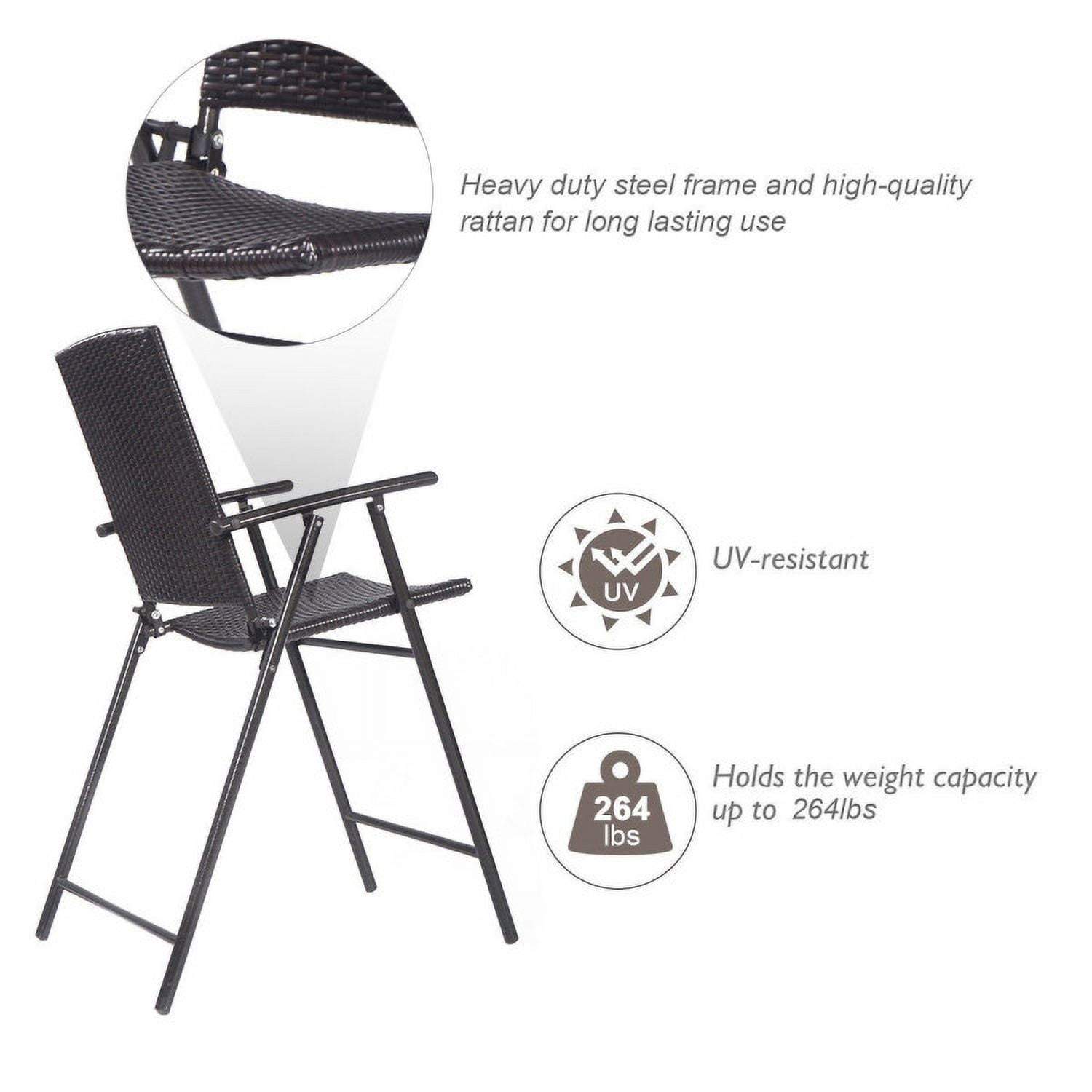 Aimee Lii Set of 4 Folding Rattan Bar Chairs with Footrests and Armrests for Outdoors and Indoors, Outdoor Patio Furniture Aimee Lii Set of 4 Folding Rattan Bar Chairs with Footrests and Armrests for Outdoors and Indoors, Outdoor Patio Furniture