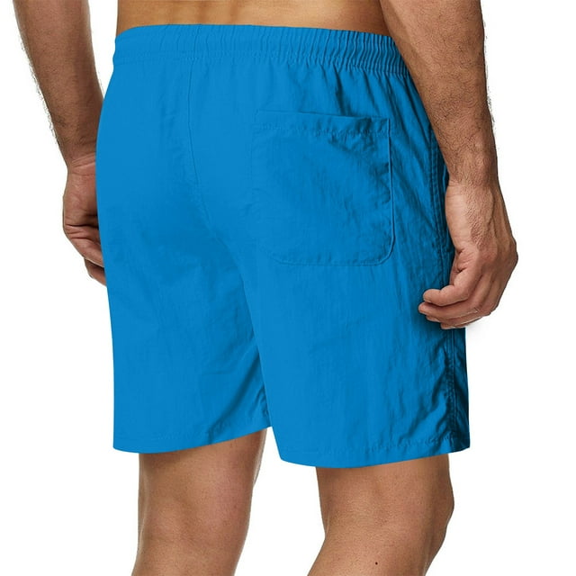 Penkiiy Men's Swim Shorts Summer Beach Soft Relaxed Fit Trunks Mens Elastic Waist Drawstring Shorts Solid Color Short 5XL Sky Blue