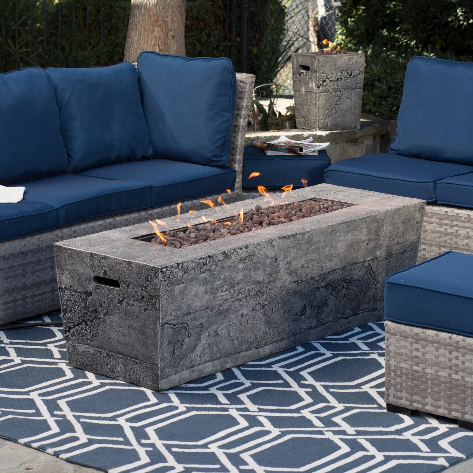 Red Ember Glacier Stone 60 in. Gas Firepit Table with FREE Cover by Bond Manufacturing