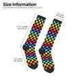 thumbnail image 2 of Naloa Rainbow Chequerboard Thigh High Socks Extra Long Stretchy Sock Women Over Knee High Opaque Stocking Daily Wear, 2 of 6