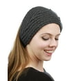 thumbnail image 3 of NYFASHION101 Hand Knitted Furry Flowers Winter Headband Headwrap - NAG325Y, Dark Gray, 3 of 4