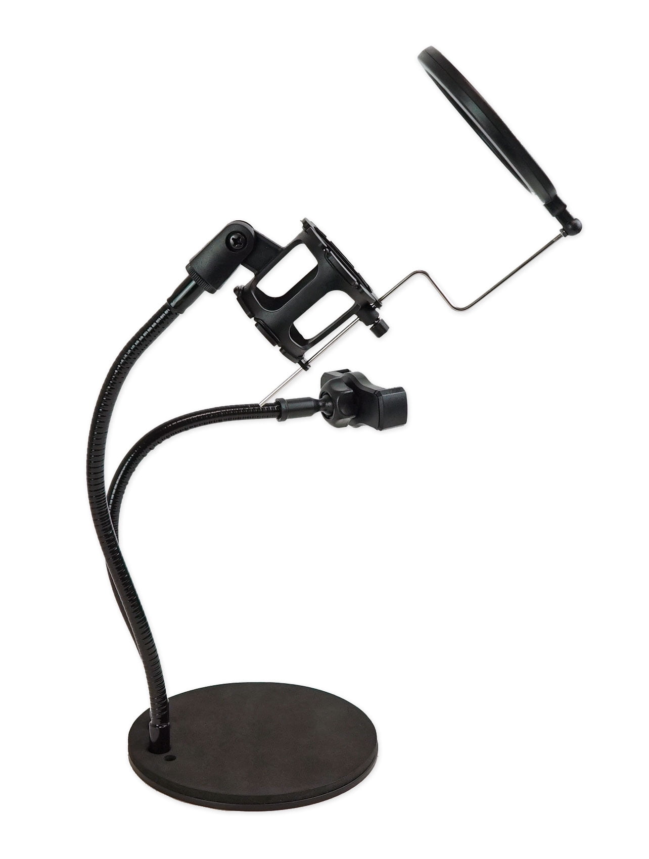 Technical Pro Broadcast Podcast Podcasting Desk Stand w/ Phone + Mic Holders