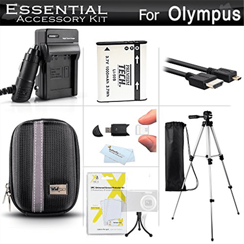 Essential Accessories Kit For Olympus Sz 12 Sz 31mr Ihs Sz 16 Ihs Tg 850 Ihs Tg 860 Tg 870 Digital Camera Includes Replacement 1000mah Li 50b Battery Charger Micro Hdmi Cable Case Tripo