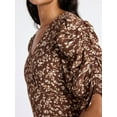 thumbnail image 3 of Time and Tru Women's Midi Dress with Ruched Sleeves, Sizes XS-XXXL, 3 of 3