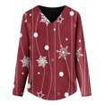 thumbnail image 4 of Pntutb - Camiseta de manga larga con cuello en V para mujer, informal, con estampado de copos de nieve de Navidad Pntutb Pntutb-7259, 4 of 4