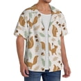 thumbnail image 2 of Balery Squirrel And Leaves Camisa Casual de Manga Corta con Botones para Hombre, Texturizada, Estilo Cubano, para Playa, Verano-X-Large, 2 of 5