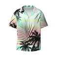 thumbnail image 2 of Lsque Tropical Summer Palm print Men's Cuban Collar Short Sleeve Shirt Summer Beachwear Casual Button Down Fashionable Vacation Leisure Shirt-Small, 2 of 7
