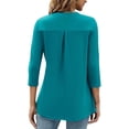 thumbnail image 4 of Capreze Women Dressy Casual Tops 3/4 Sleeve Flowy Tunic Blouse Swing Pullover Dailywear Solid Color T Shirt, 4 of 4