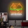 thumbnail image 2 of Craftnamesign Capyburger Neon Light, Capybara Hamburger LED Sign, Burger Store Sign Wall Art, 2 of 5