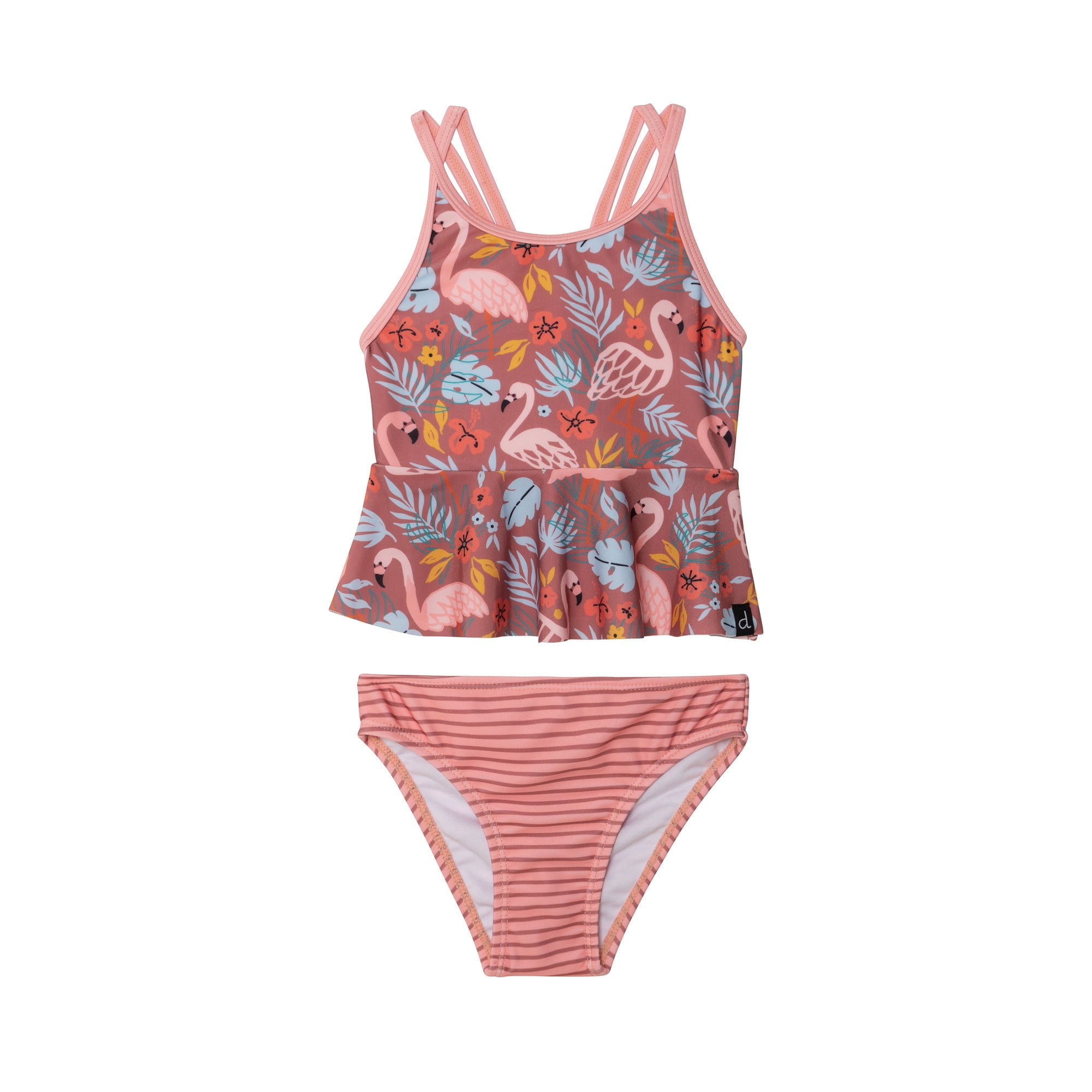 Deux par Deux Printed Two Piece Swimsuit Cinnamon Pink Flamingos Girl ...