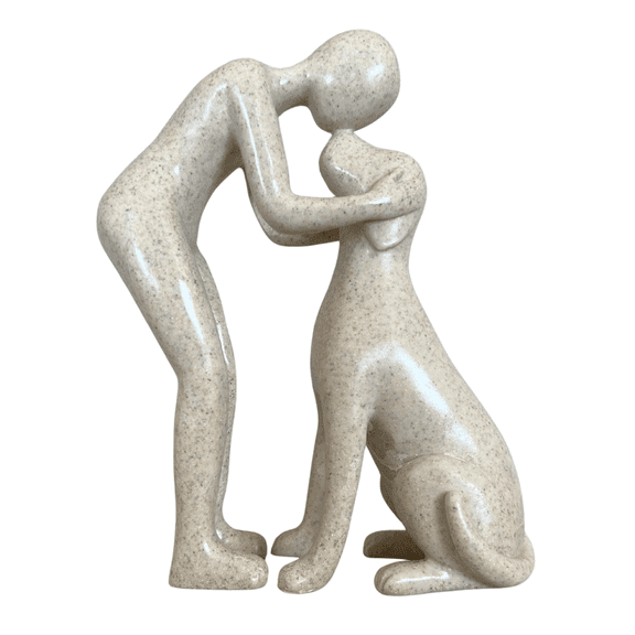 Dog Owner Statue, Resin Dogs Sculpture, Dog Loss Sympathy Gift, Home Office Desk Decor Accent, Cute Pet Gift for Puppy Moms