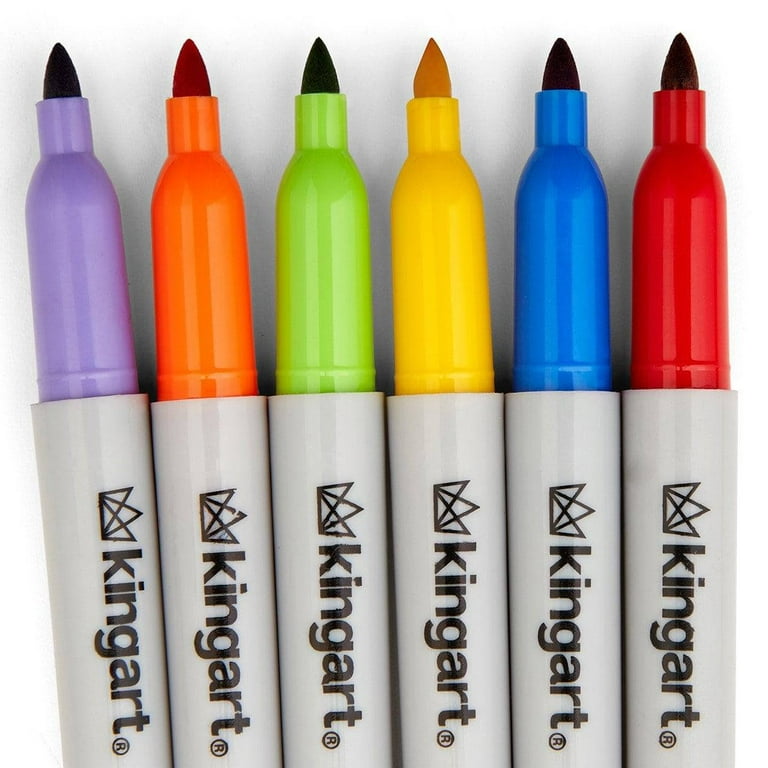 Kingart Studio, Permanent Fine Tip Markers, Set of 24 Vivid Colors